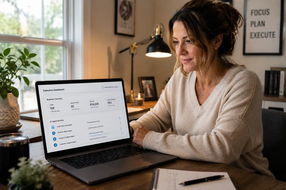 Business owner using an AI agents dashboard